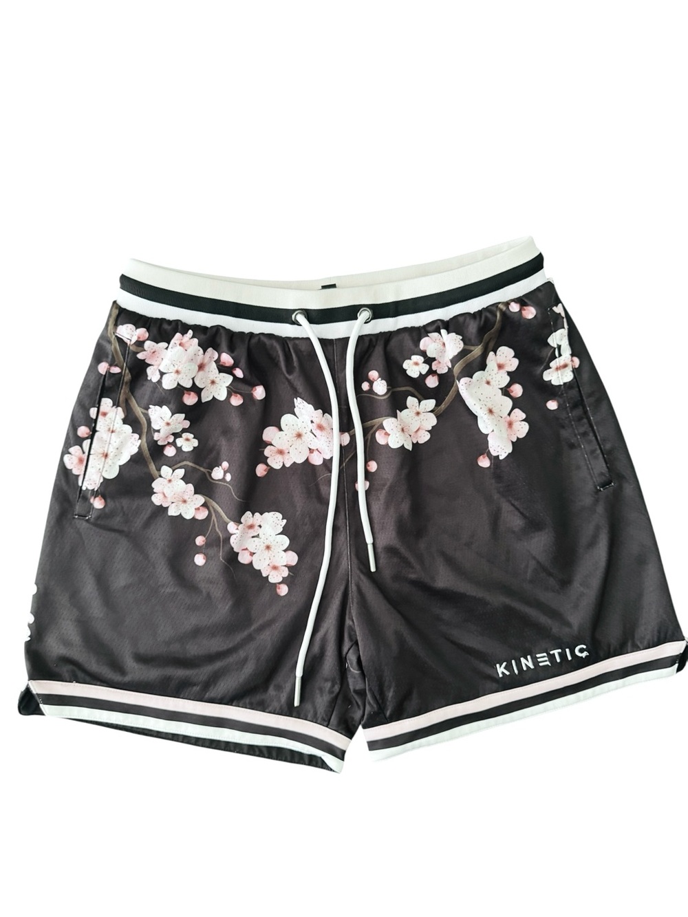 Kinetic Kings Sakura Mesh Athletic Shorts Cherry Blossom Black Pink Men's Medium